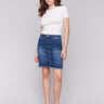 Indigo denim skort in a slim fit with stretch fabric by Charlie B.