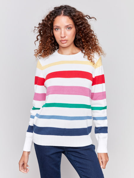 Women s Striped Cotton Sweater Multicolor Charlie B