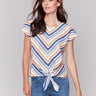 Striped linen blend blouse with a stylish boatneck by Charlie B.