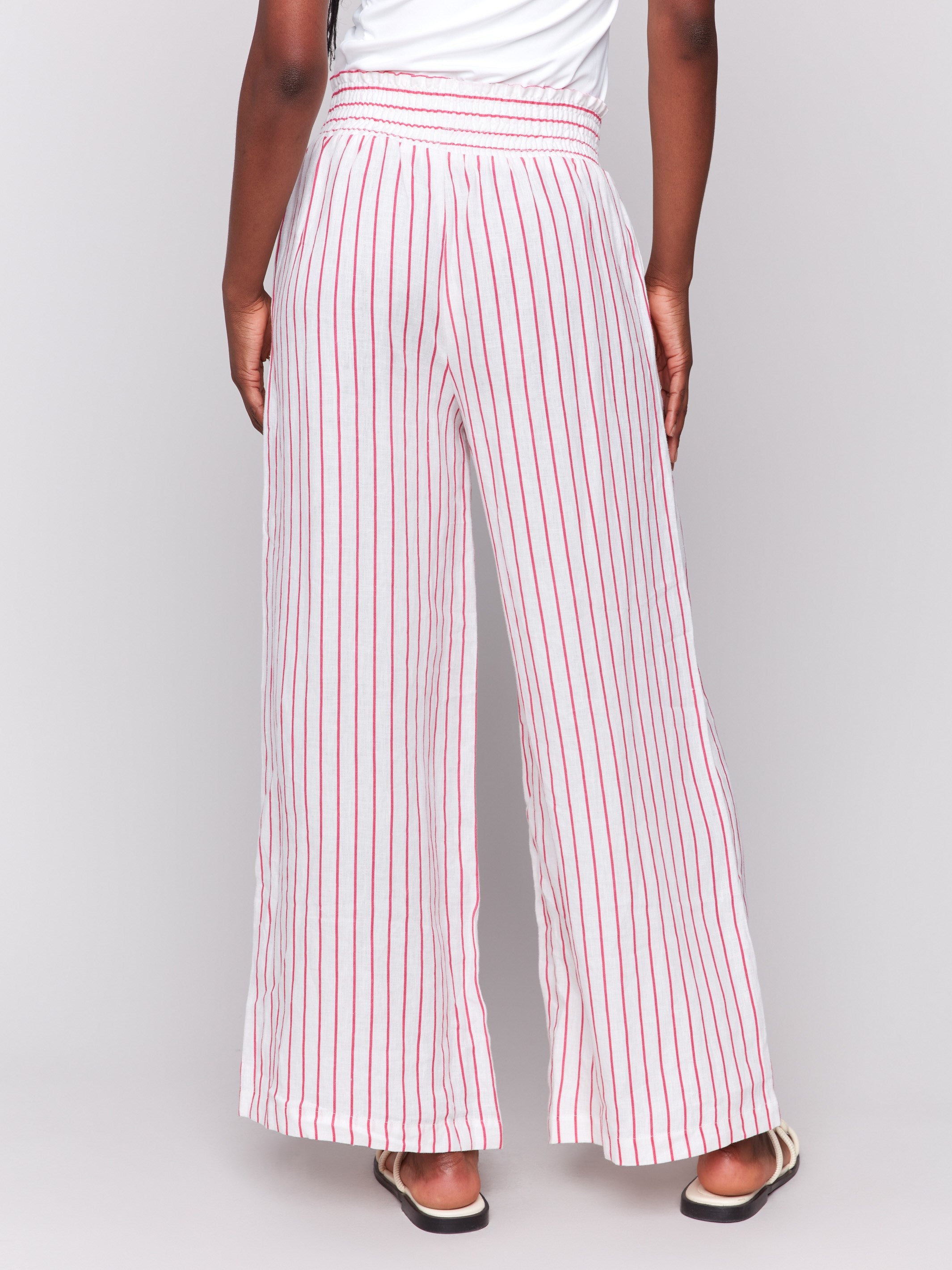 Striped wide-leg trousers with an elastic fit by Charlie B.