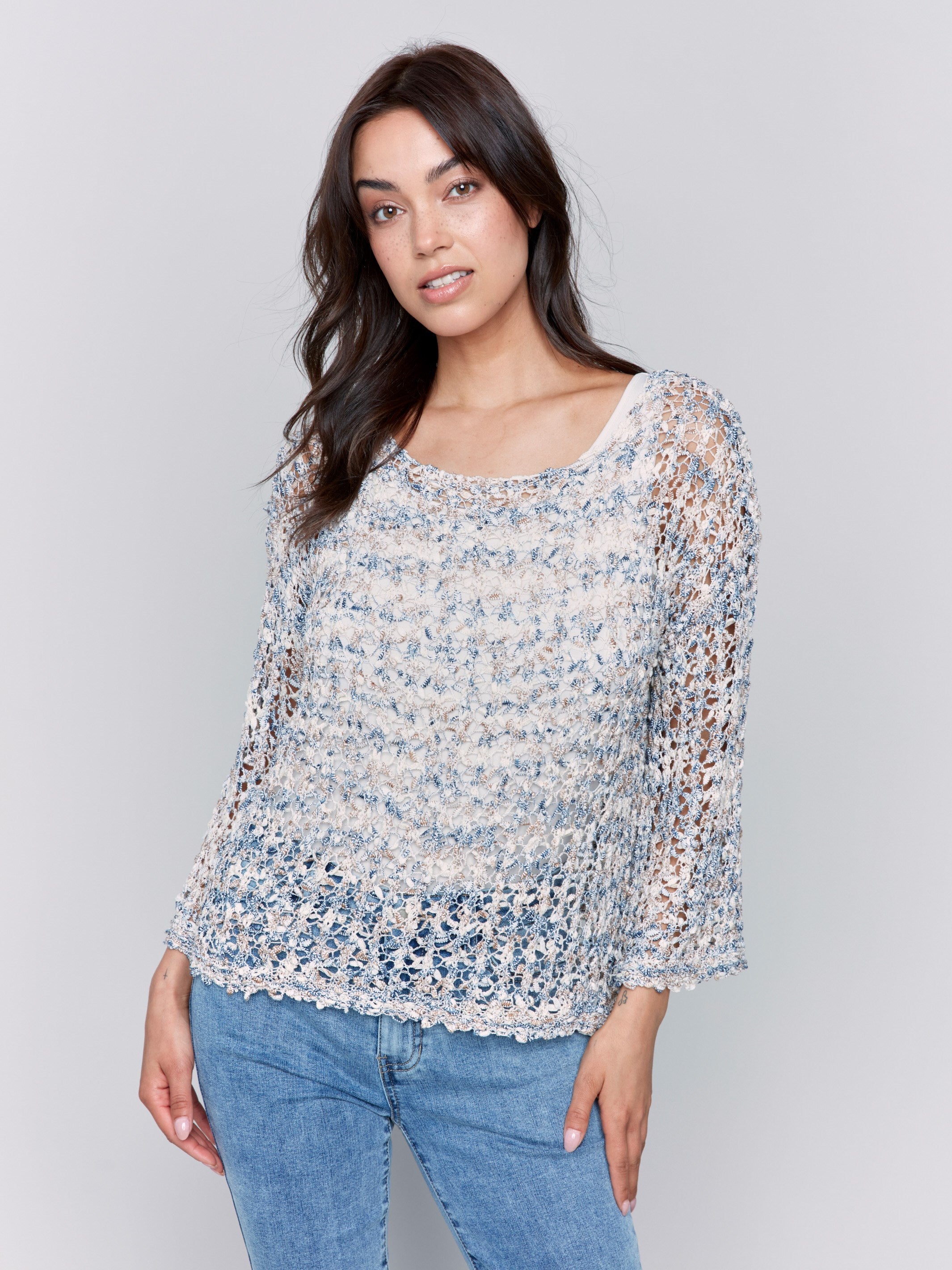 Relaxed fit denim sweater with long sleeves by Charlie B.