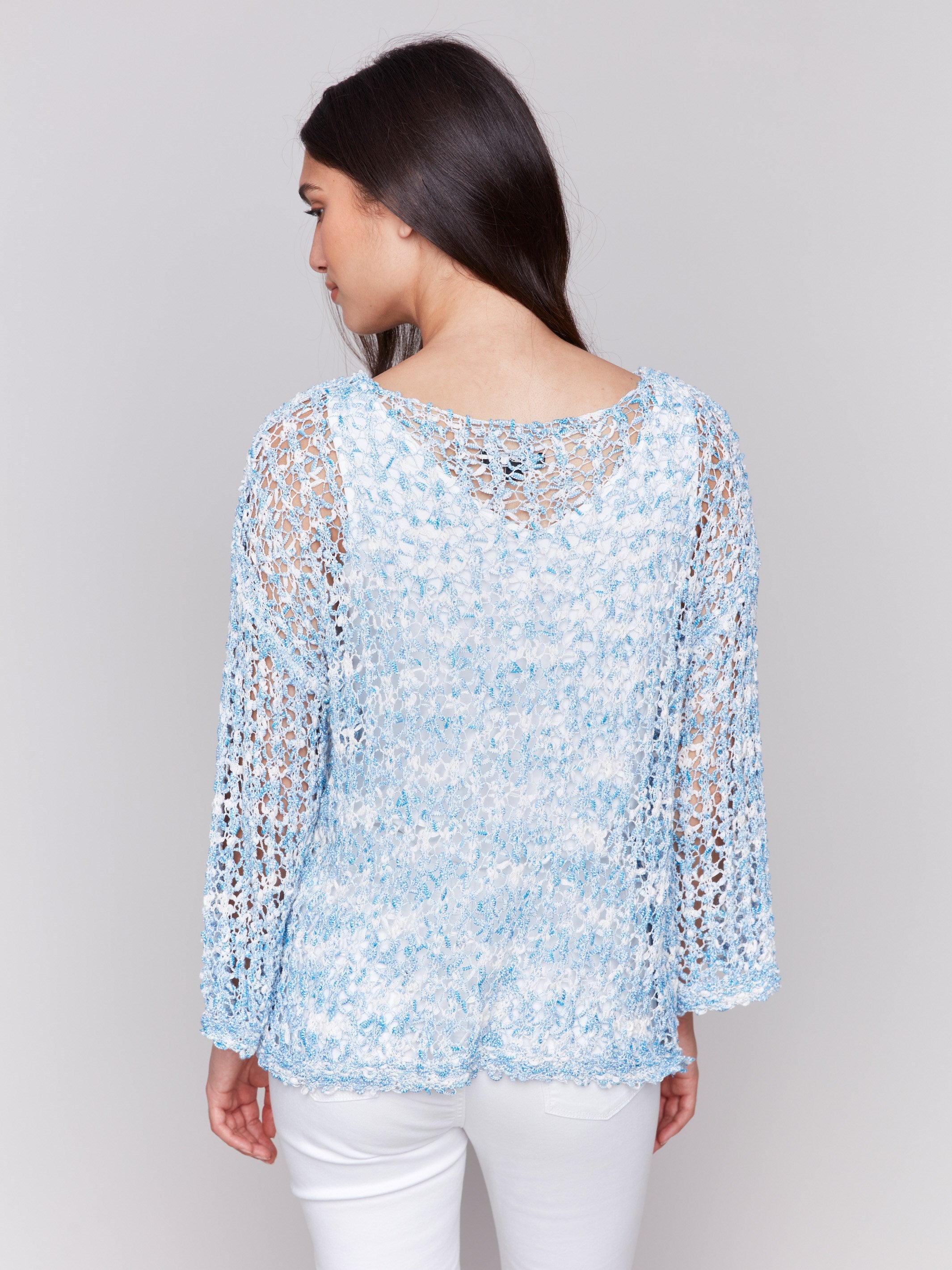 Crew neckline enhances the elegant look of the bluebell sweater by Charlie B.