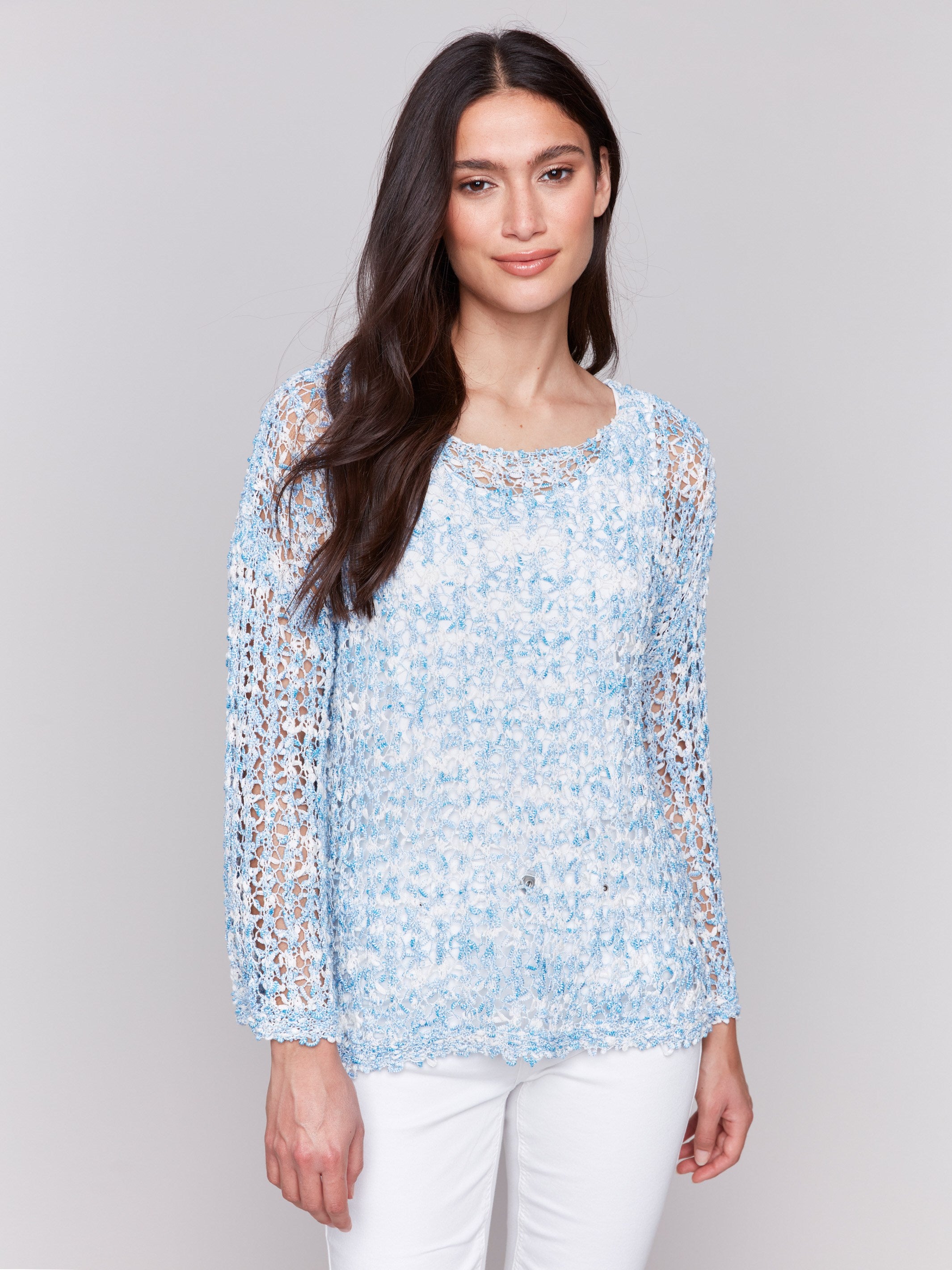 Relaxed fit tape yarn sweater offering comfort and style by Charlie B.