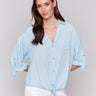 Chambray blouse with a stylish shirt collar by Charlie B.