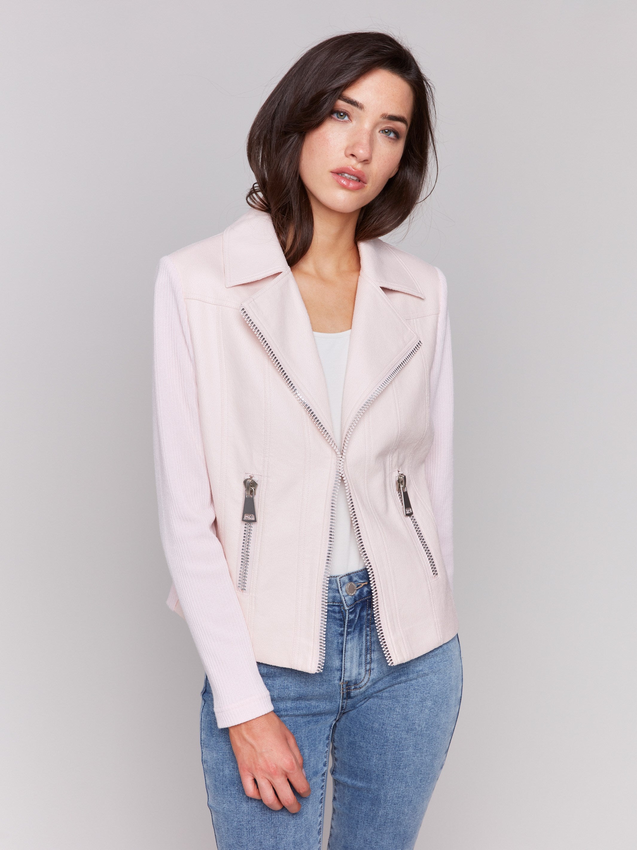 Jacket featuring a lapel notch collar and stylish design by Charlie B.