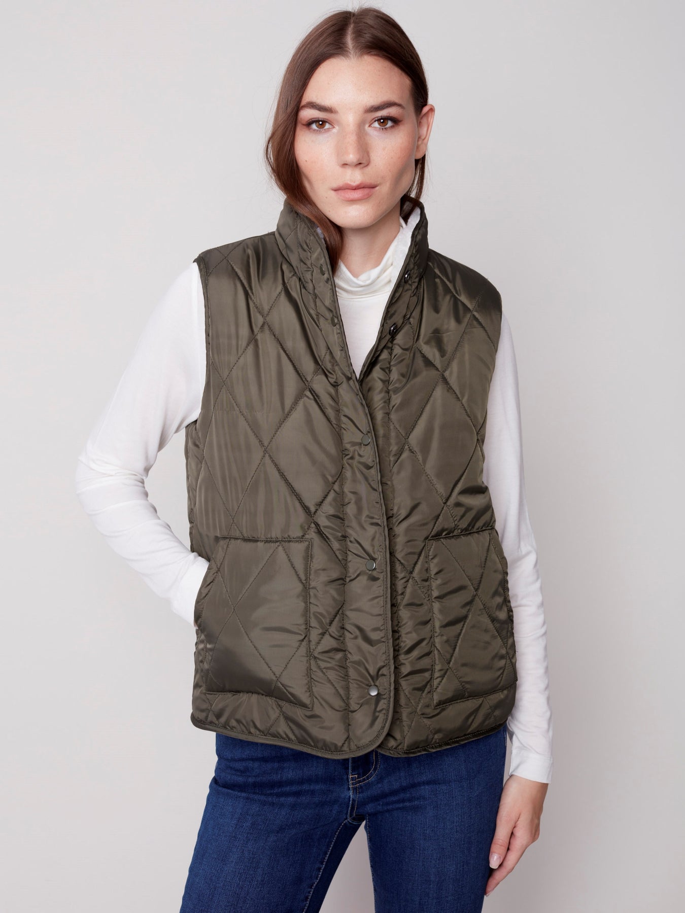 White Quilted Reversible Sherpa Vest - Inner Balance Massage